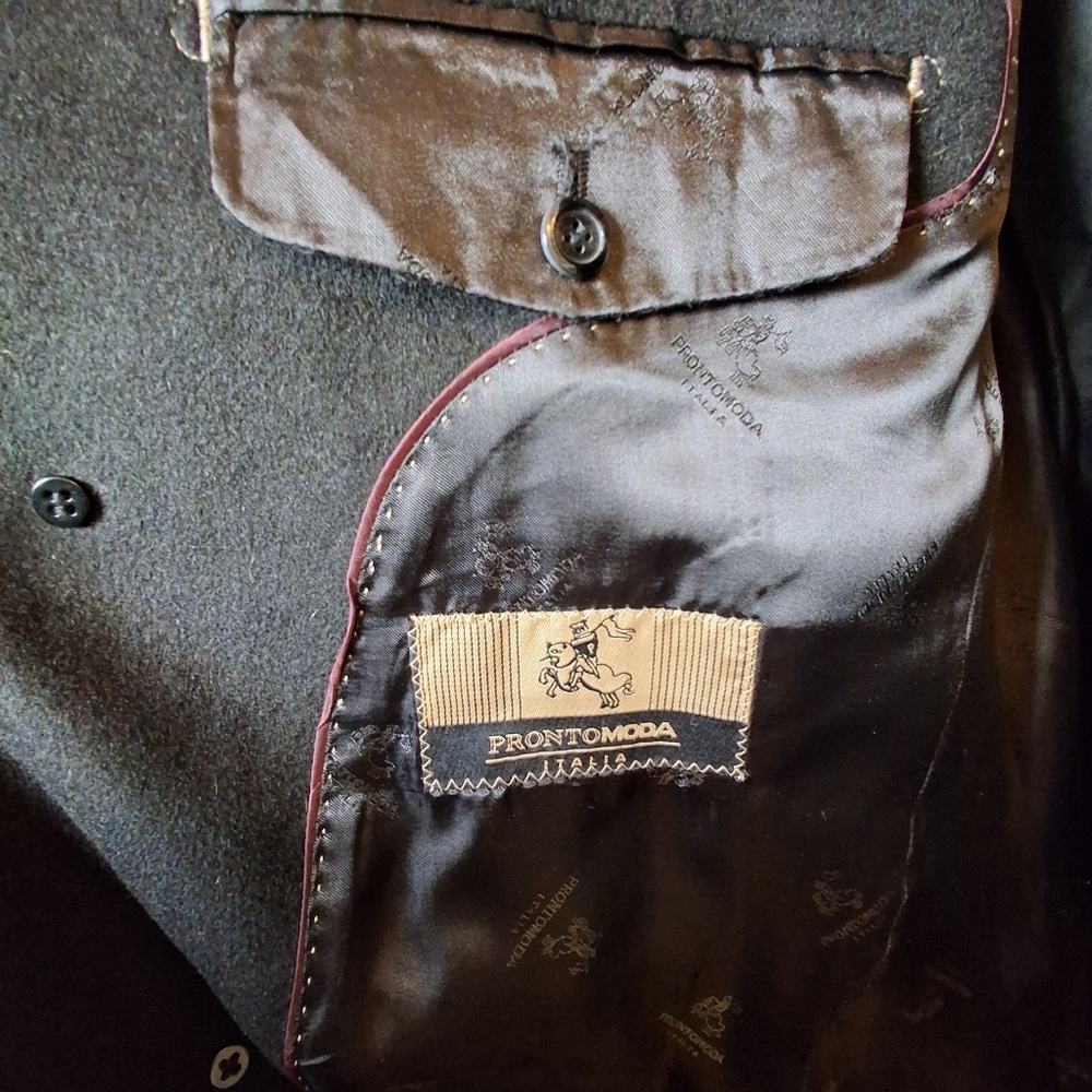 Pronto Moda Cashmere & Super 140’s Wool Coat | Black 46LDescr - Picture 3 of 8